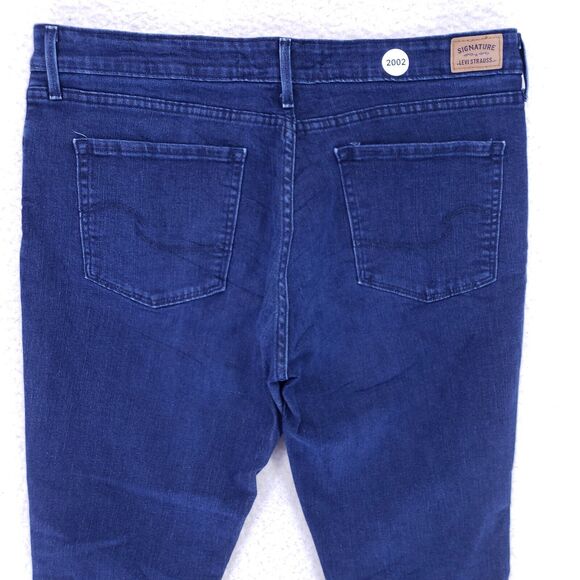 Levis Signature Jean Denim Cotton Women SZ 14 Blue Straight Stretch VTG Mid Rise - Picture 6 of 14